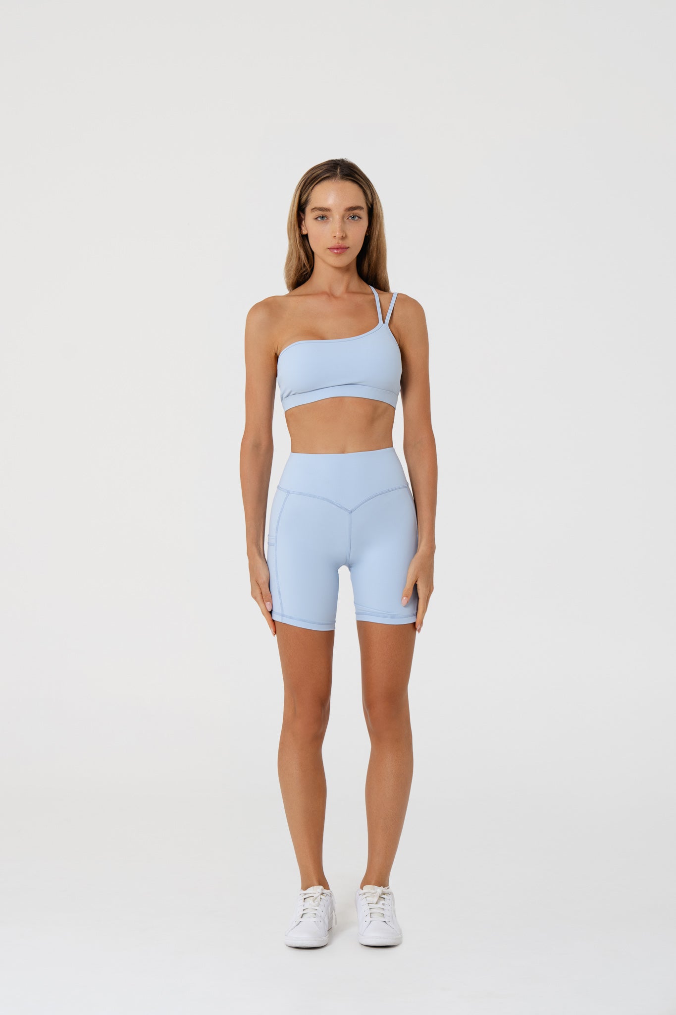 lunar double strap top women front view light blue